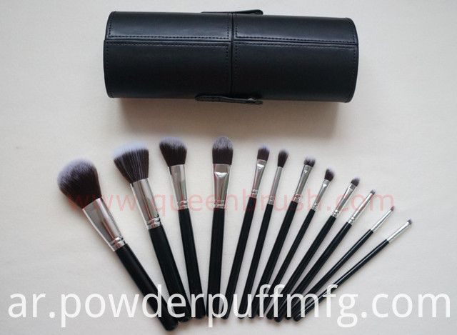 Black Brand Makeup Brushes 12PCS Synthetic Hair Cosmetic Brush Set